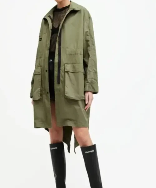 Buy All Saints Milla Relaxed Fit Printed Green Parka Jacket For Men