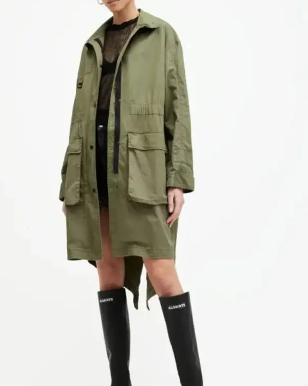 Buy All Saints Milla Relaxed Fit Printed Green Parka Jacket For Men