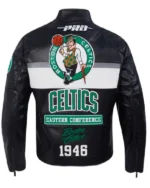 Buy Boston Celtics Moto Full-Zip Black Leather Jacket Sale