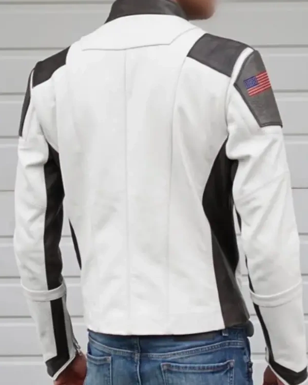 Buy Elon Musk Aerospace Space X Merchandise Black and White Motorcycle Leather Jacket