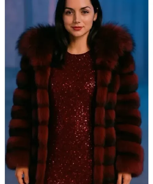 Buy Eve Ana de Armas 2025 Ballerina Movie Plush Fur Lapel Long Coat women