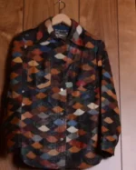 Buy Fish Scale Patchwork 70s Leather Jacket Sale