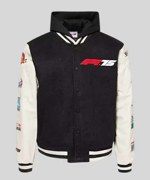 Buy Formula 1 F1 75 Logo Woven Varsity Jacket Black & Off White
