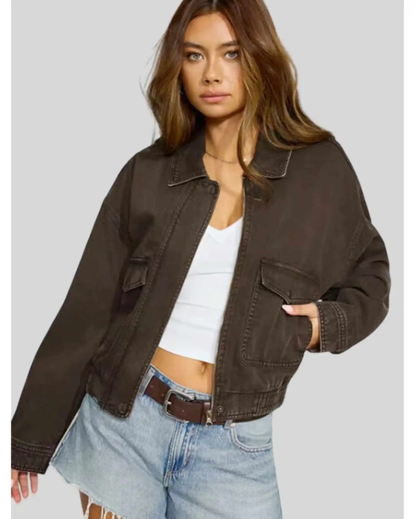 Buy Garage Brown Twill Bomber Jacket For Sale
