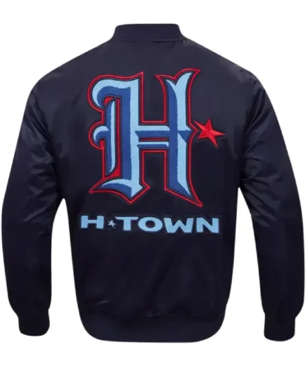 Buy Houston Texans H-Town Navy Satin Jacket For Sale