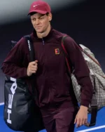 Buy Jannik Sinner Erste Bank Open 2025 Full-Zip Mock Neck Design Maroon Track Jacket