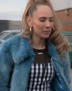 Buy Juno Temple TV Series Ted Lasso Keeley Jones Blue Fur Jacket