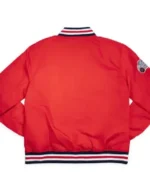 Buy Kadary Richmond St. John’s 1985 Basketball Big East Patch Satin Bomber Jacket – Red _ Blue On Sale Red Back