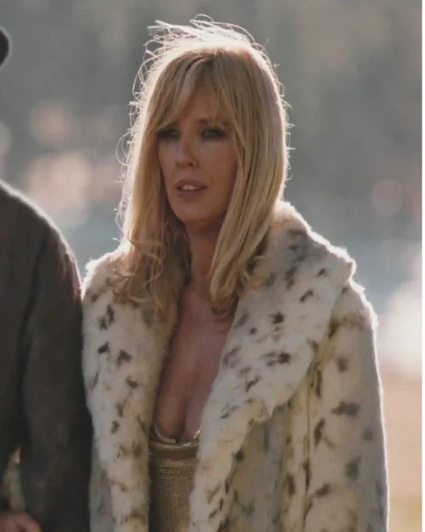 Buy Kelly Reilly Yellowstone S04 Beth Dutton Faux Fur Leopard Coat on Sale