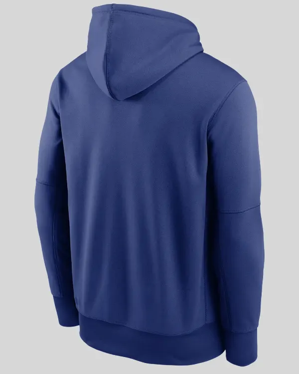 Buy Los Angeles Dodgers 2025 Postseason Authentic Collection Men’s Nike Therma MLB Pullover Hoodie Blue Sale Blue Back