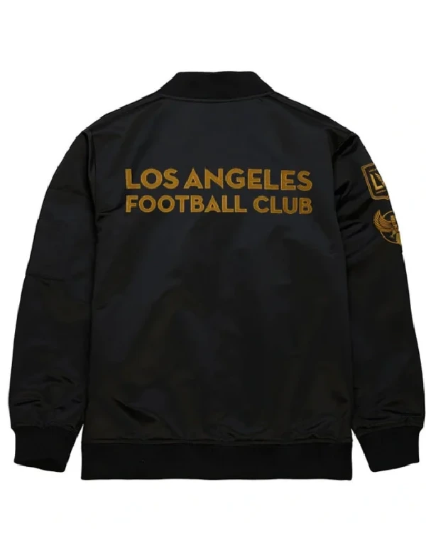 Buy Los Angeles FC Black Satin Zipper Bomber Jacket For Men For Sale