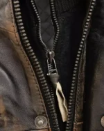 Buy Mens Cafe Racer Distressed Brown Leather Jacket Sale Ykk Zipper