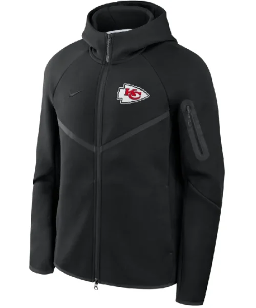 Buy Men’s Kansas City Chiefs Nike Heather Gray Tech Fleece Full-Zip Windrunner Hoodie Sale Black