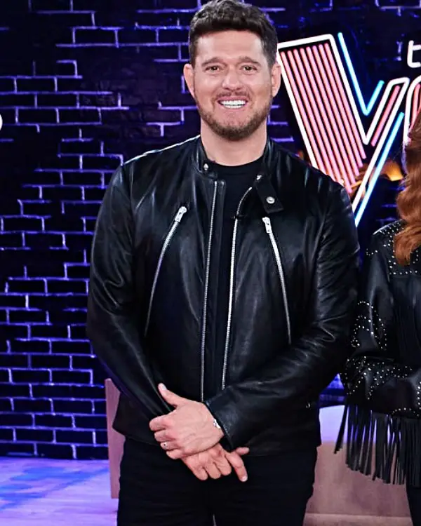 Buy Michael Buble The Voice S28 Black Leather Jacket For Sale