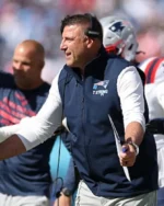 Buy Mike Vrabel New England Patriots 2025 Coach Navy Blue Vest on Sale