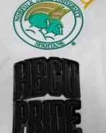 Buy Norfolk State University Classic Rib Full-Snap White Satin Varsity Jacket