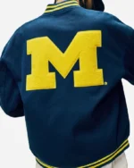 Buy OVO x Michigan Wolverines Navy Blue Varsity Jacket For Sale
