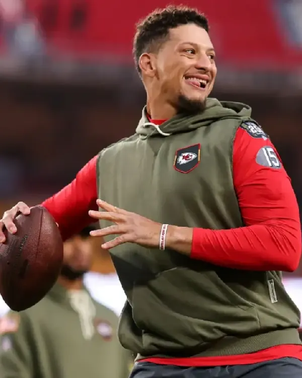 Buy Patrick Mahomes 2025 Salute to Service Kansas City Chiefs Embroidered Chest Logo, U.S. Flag Patches For Sale