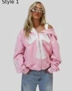 Buy Pink Cross Zip-Up Hoodie For Sale Style 01