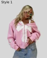 Buy Pink Cross Zip-Up Hoodie Sale Style Style 01