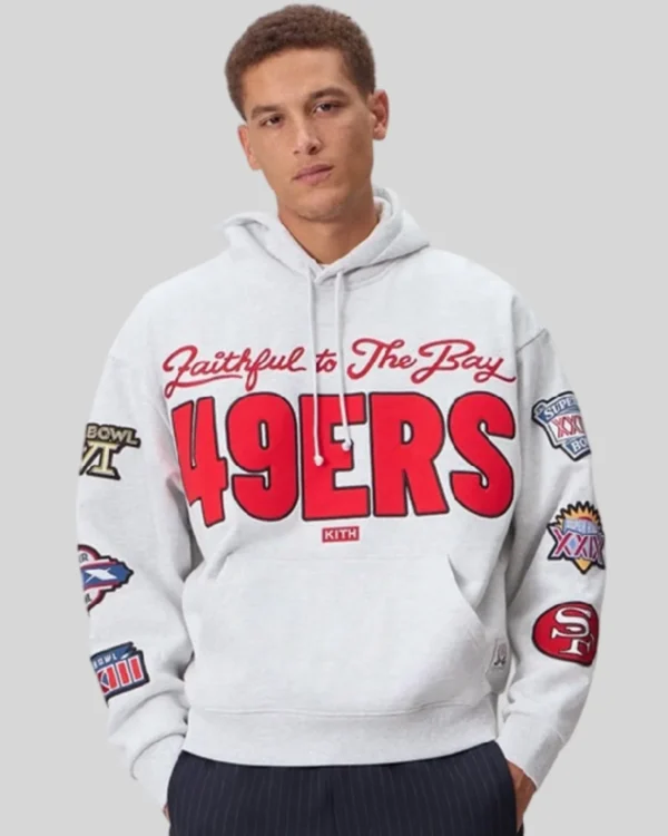 Buy Re-Creation – Kith San Francisco 49ers Faithful Vintage Grey Hoodie For Sale