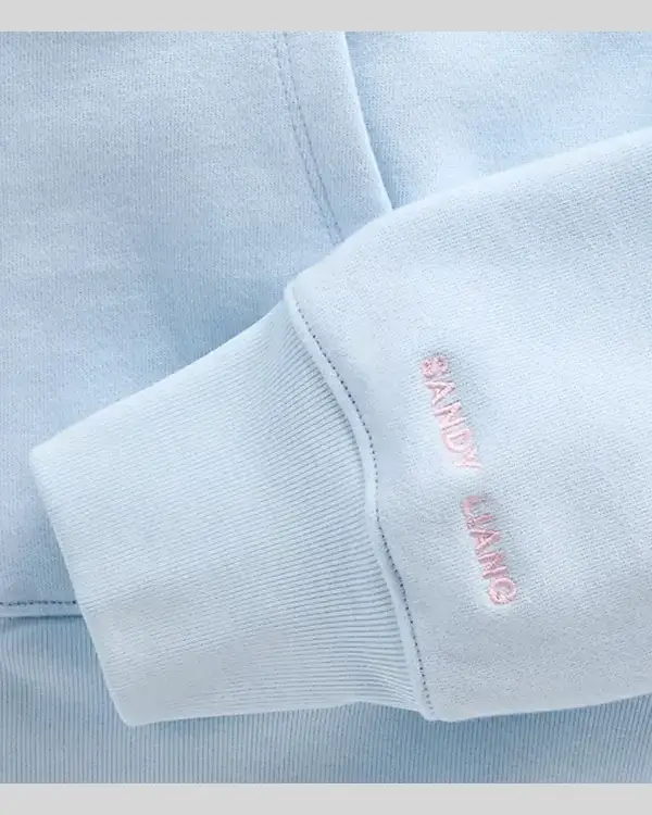 Buy Re-Creation – Unisex Gap × Sandy Liang Vegan Fur-Trim Crop Zip Blue Hoodie _ Sandy Liang GAP Star Hoodie Sale Sleeves