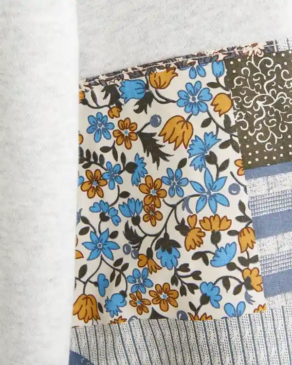 Buy Recreated - Abercrombie and Fitch Patchwork Sleeve Hoodie Grey Sale