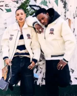 Buy  Recreated - Adidas x Avirex White Leather Bomber Jacket