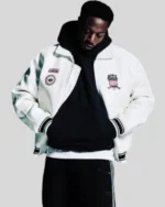 Buy  Recreated - Adidas x Avirex White Leather Bomber Jacket Sale