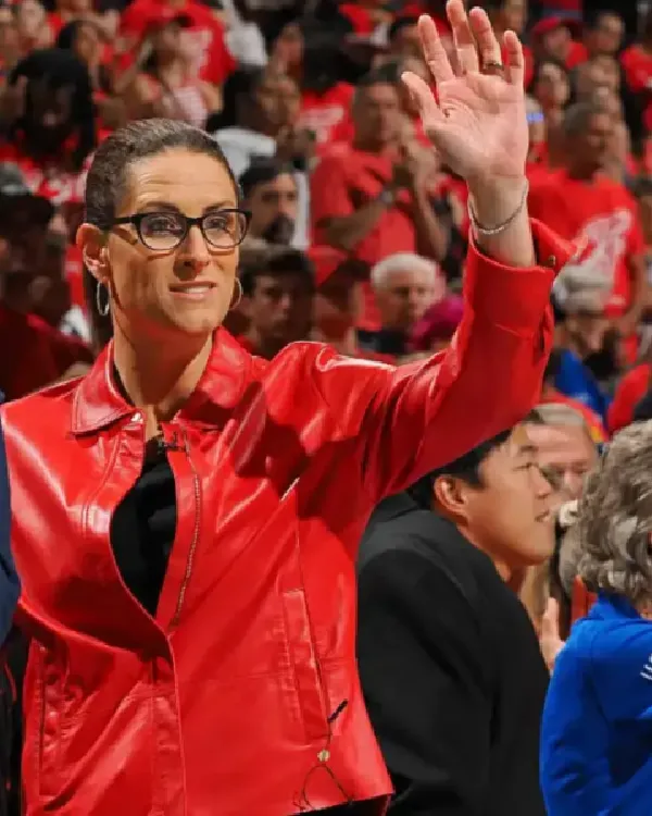Buy Stephanie White WNBA Playoffs Semi-Final 2025 Red Leather Jacket