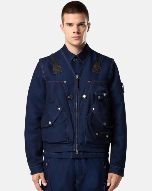 Buy Stone Island Indigo Polypropylene Blue Denim Light-Rinsed Utility Vest