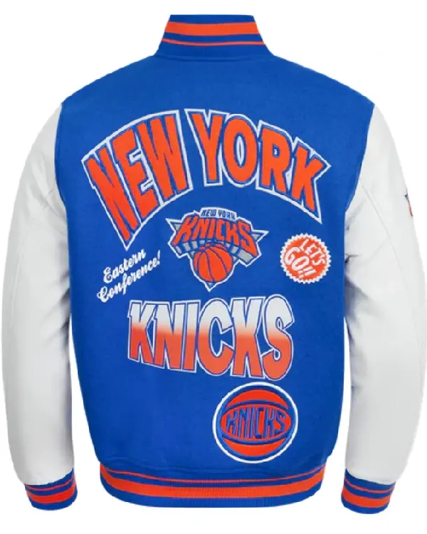 Buy Turn It Up New York Knicks Wool Royal and White Varsity Jacket Sale