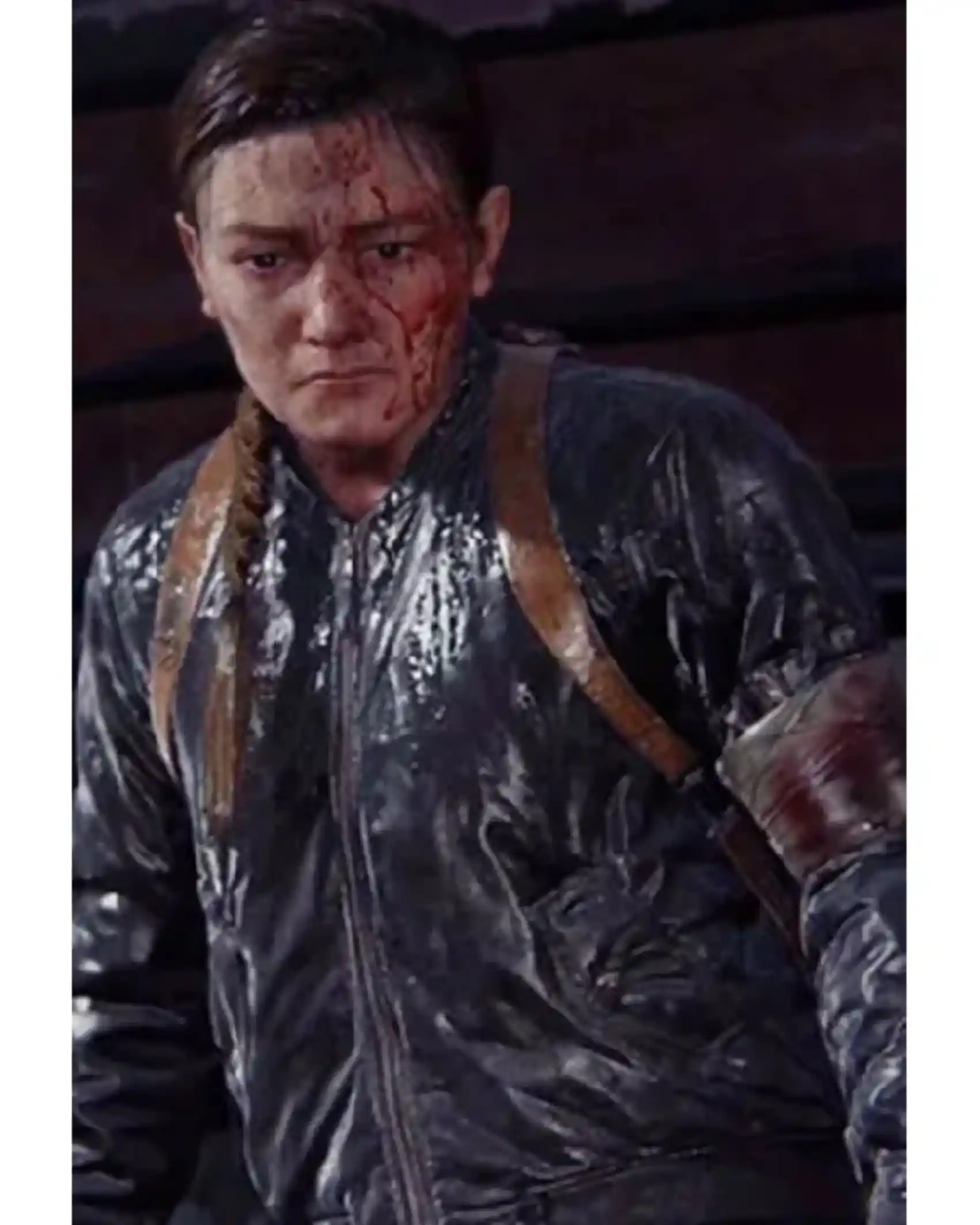 Buy Video Game The Last of Us Part 2 Abby Black Bomber Leather Jacket on Sale