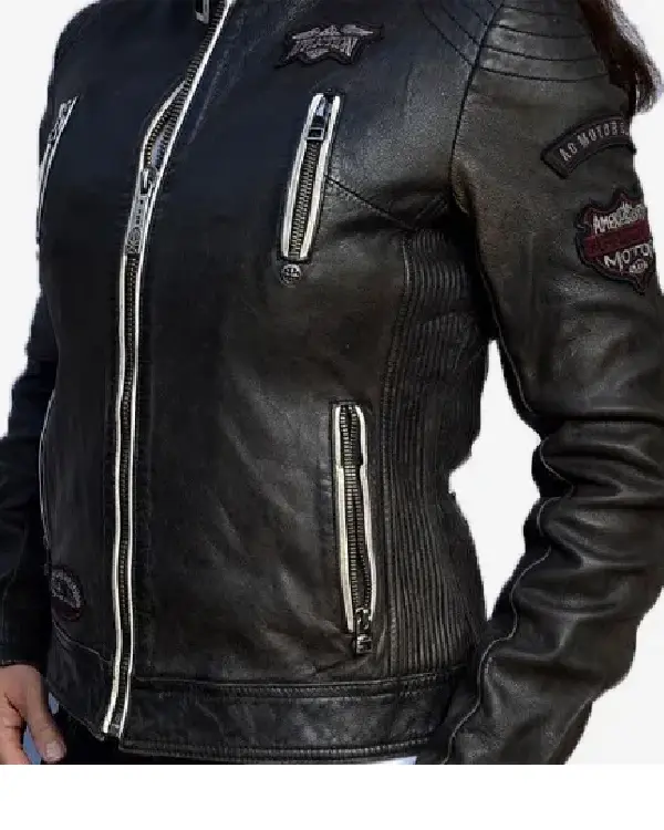 Buy Women Affliction Black Premium Divergent Womens Biker Leather Jacket For Sale