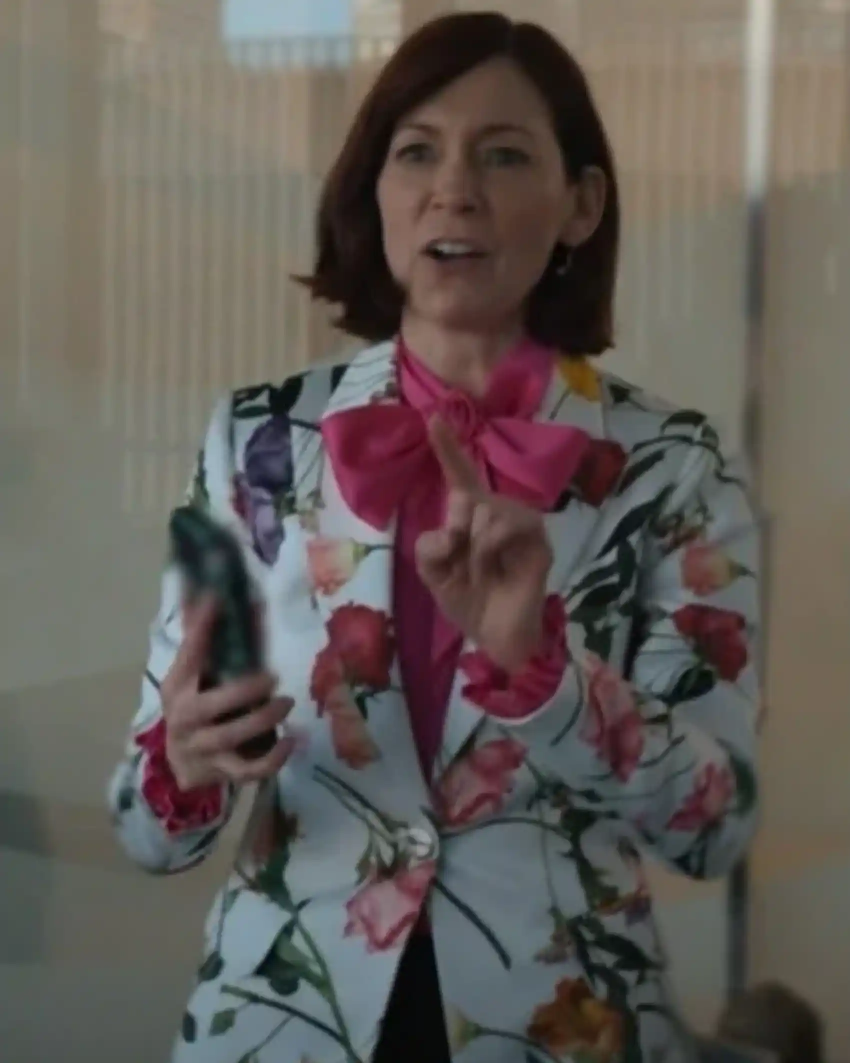 Carrie Preston TV Series Elsbeth 2024 Elsbeth Tascioni Floral Print Single Breasted Blazer pink