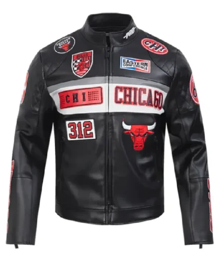 Chicago Bulls Moto Black Leather Jacket