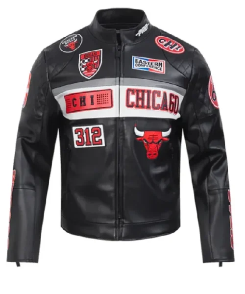 Chicago Bulls Moto Black Leather Jacket