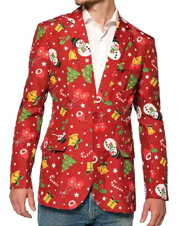 Christmas Tree Lights Red Blazer