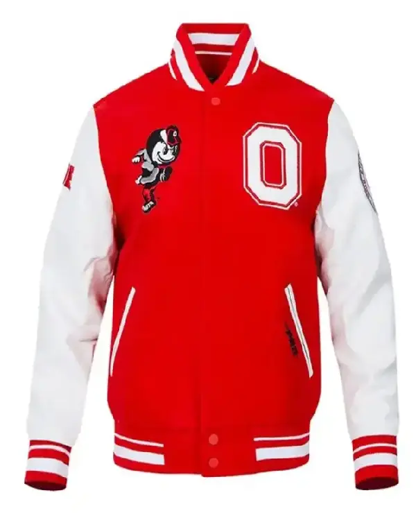 Classic Ohio State University Red Varsity Jacket
