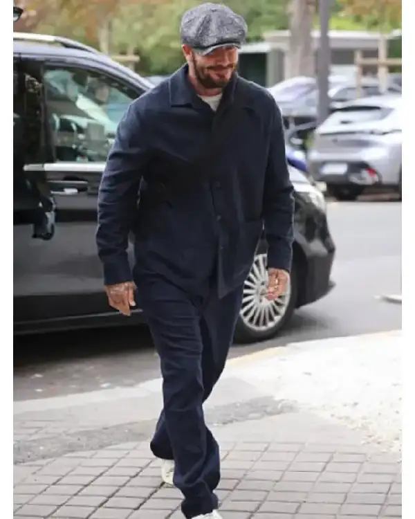 David Beckham Five Paris Fashion Week Navy Blue Jackets