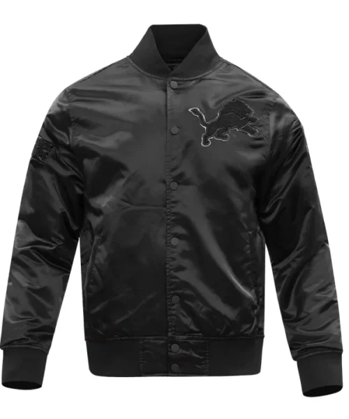Detroit Lions Triple Black Satin Jacket