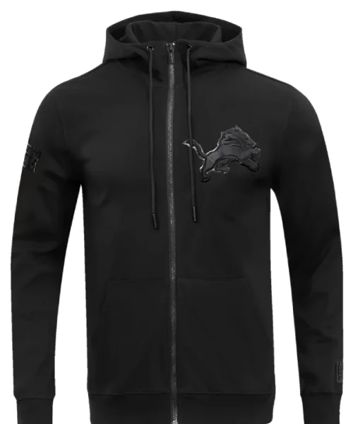 Detroit Lions Triple Black Zip Hoodie