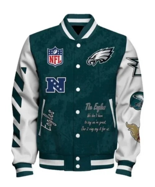 Eagles 2X Super Bowl LIX Champions Hustle Varsity Jacket