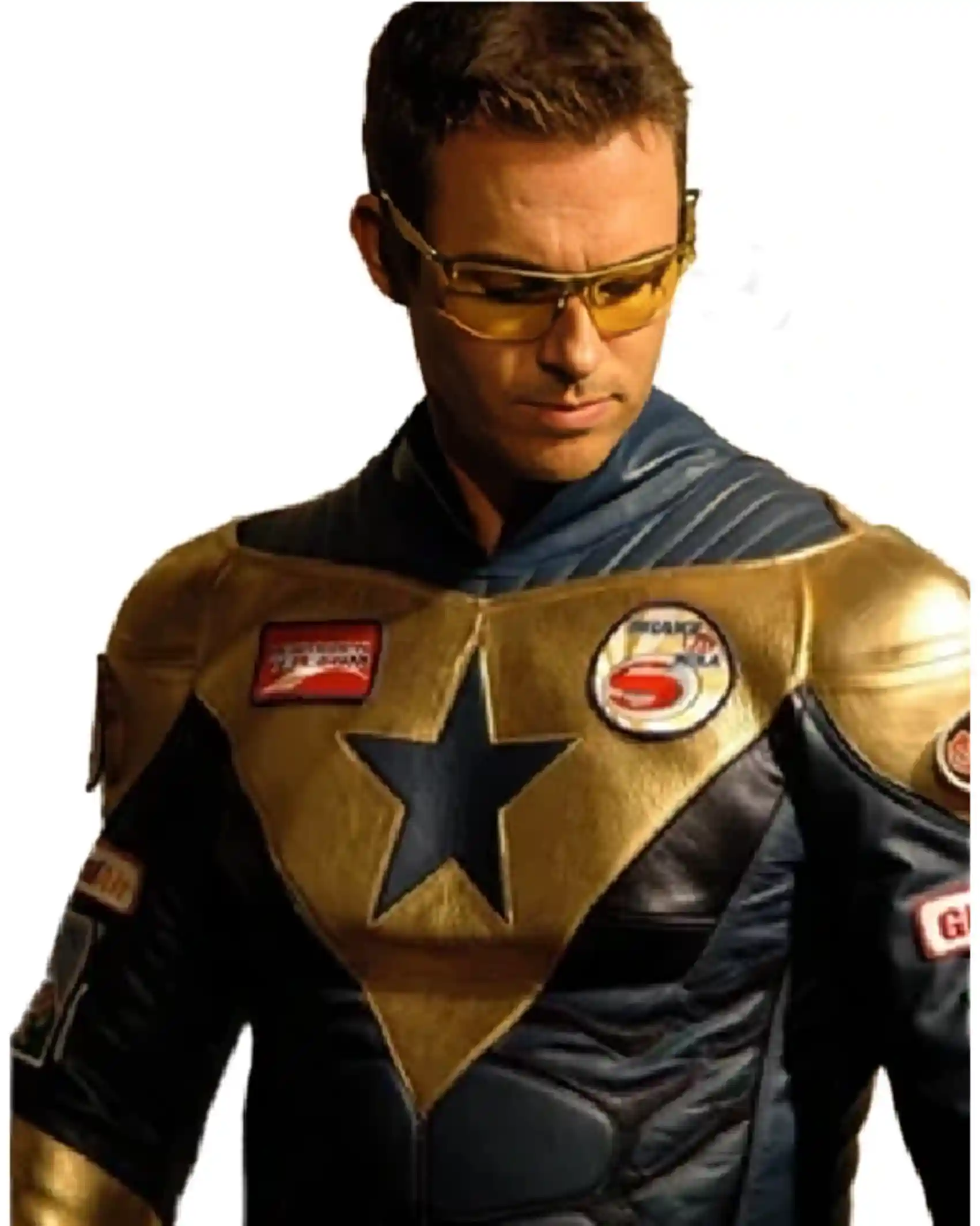 Eric Martsolf Smallville Season 10 Episode 18 Booster Gold Blue Leather Cosplay Costume Jacket