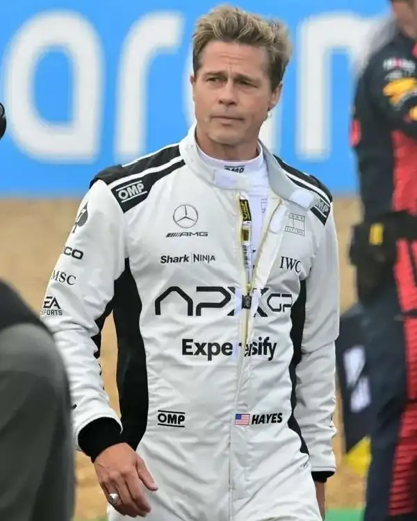 F1 White Brad Pitt Cotton Jumpsuit