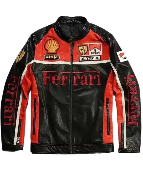 Ferrari Motorcycle Racing Leather Jacket