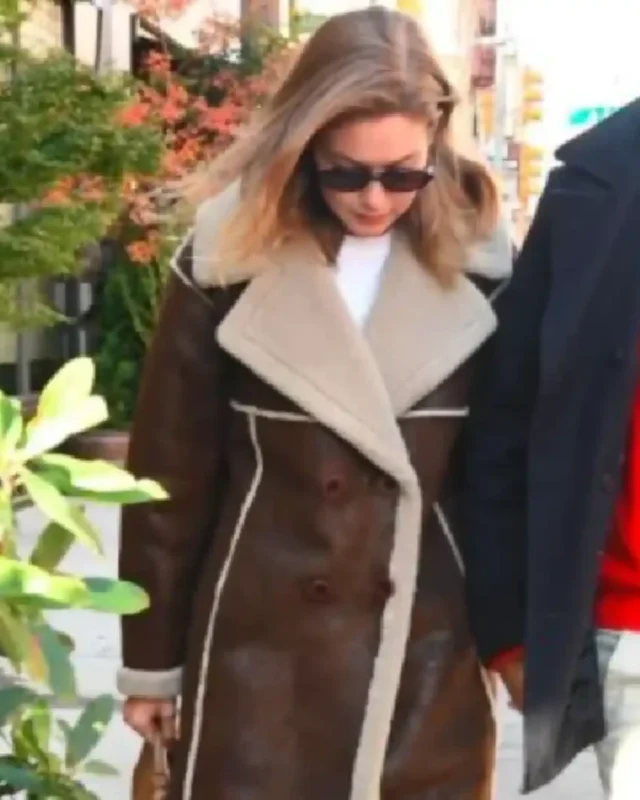 Gigi Hadid New York City 2025 Faux Shearling Coat
