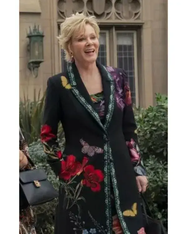 Hacks S04 Jean Smart Floral Butterfly Print Coat