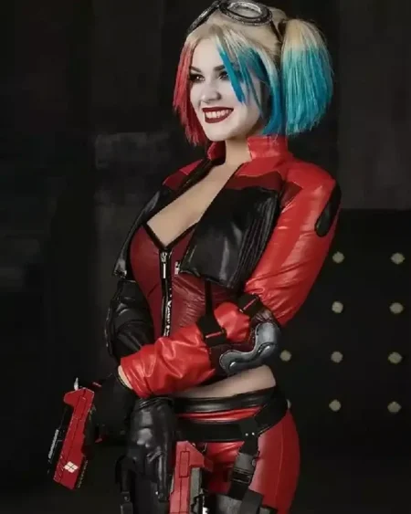 Harley Quinn Red Leather Jacket