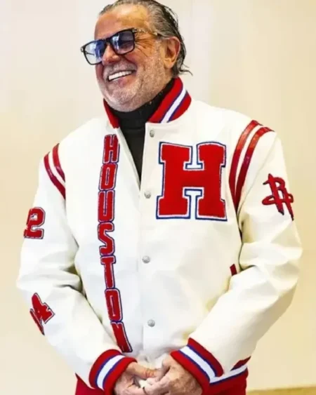 Houston Rockets Leather Bomber Full Snap Jacket